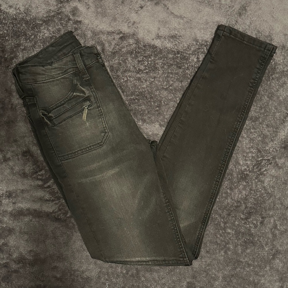 Dark Gray & Black Skinny Jeans - FashionNova